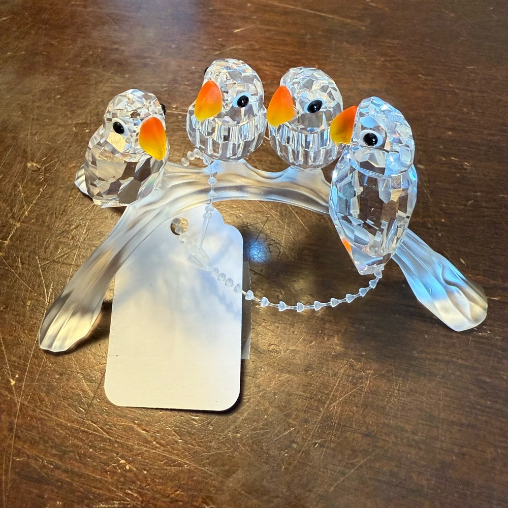 Swarovski Crystal Birds with Orange Beaks
